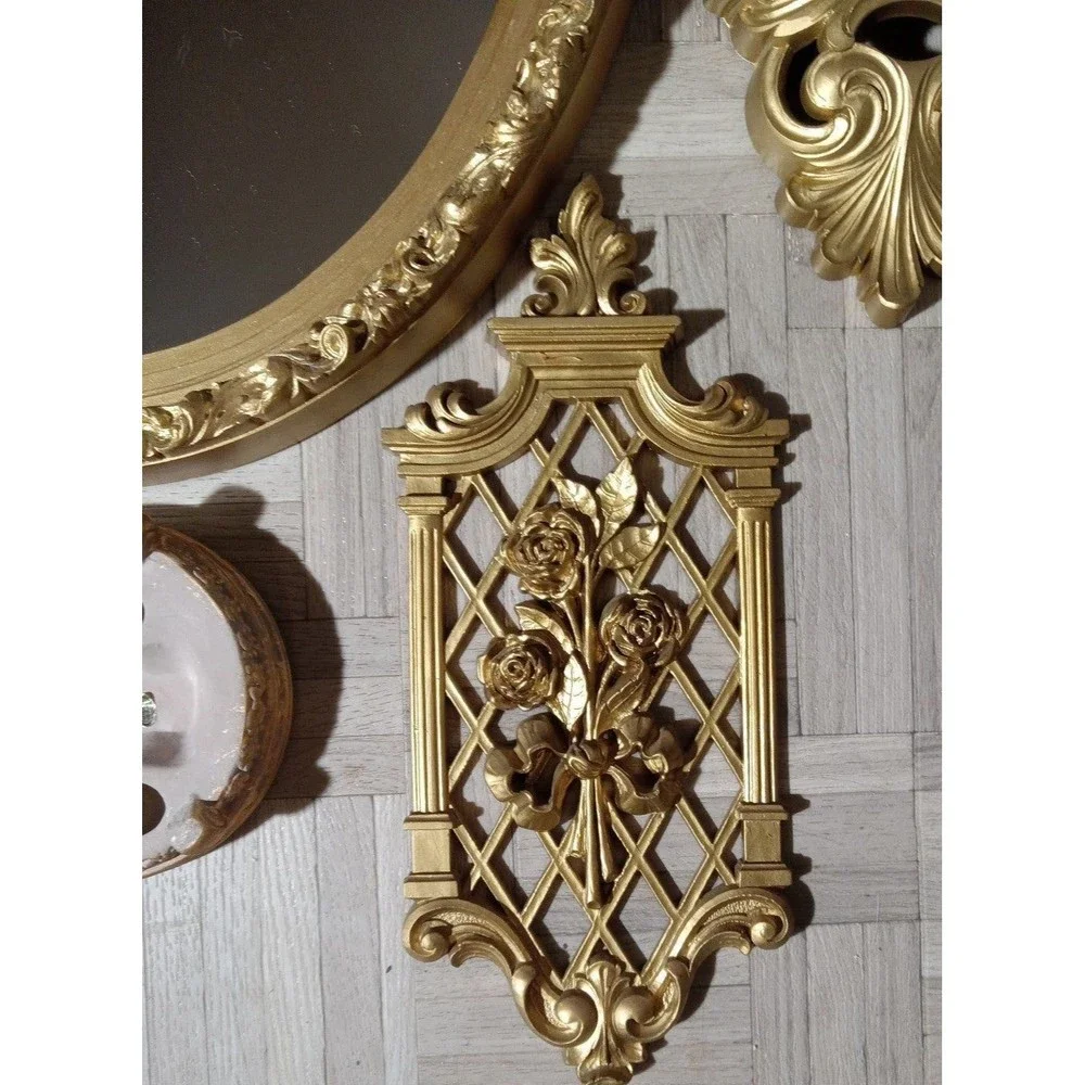 Vintage GILT WALL HANGING MIRROR SET